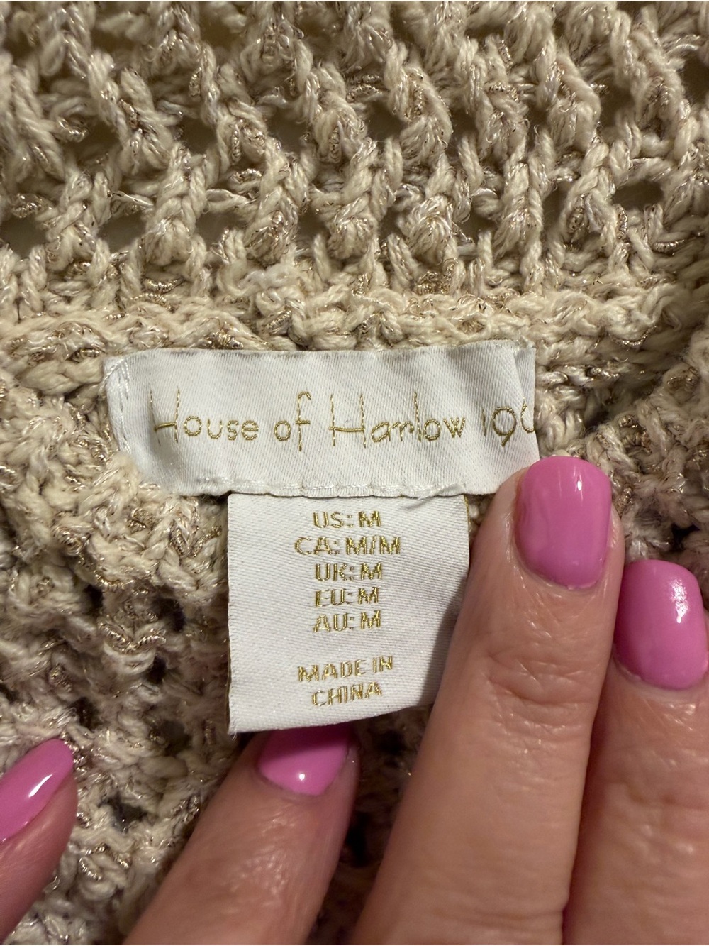 House of Harlow Sleeveless Crochet Knit Tank Sweater - Cream - Picture 2 of 3